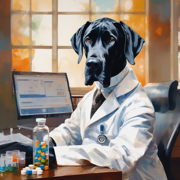 AI art of cane corso dog as a doctor, custom dog art from pugmug.ai