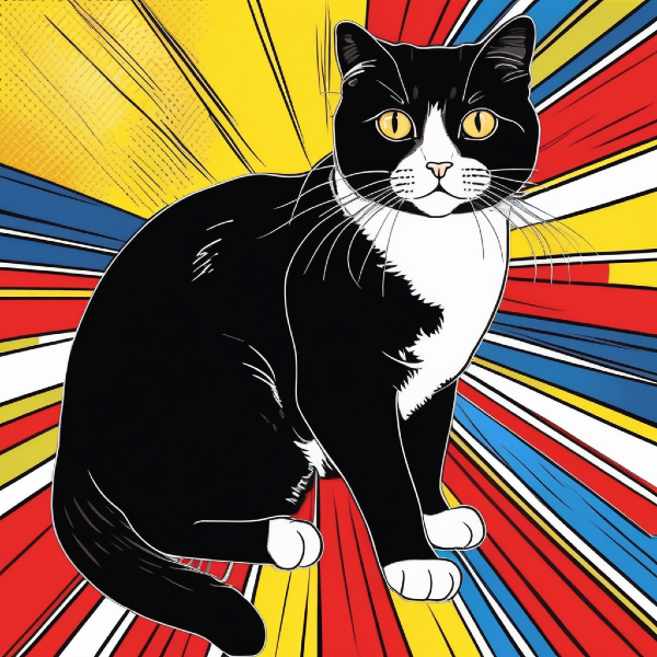 Black cat pop art from PugMug, custom AI black cat portrait